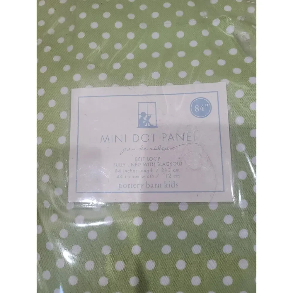 Pottery Barn Kids Green Polka Dot Belt Loop Blackout‎ Panel pan de rideau 84x44